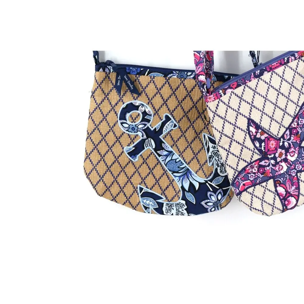 Vera Bradley Beach Crossbody Bag Set of 2 Woven Contrasting Trim NEW - Picture 4 of 7